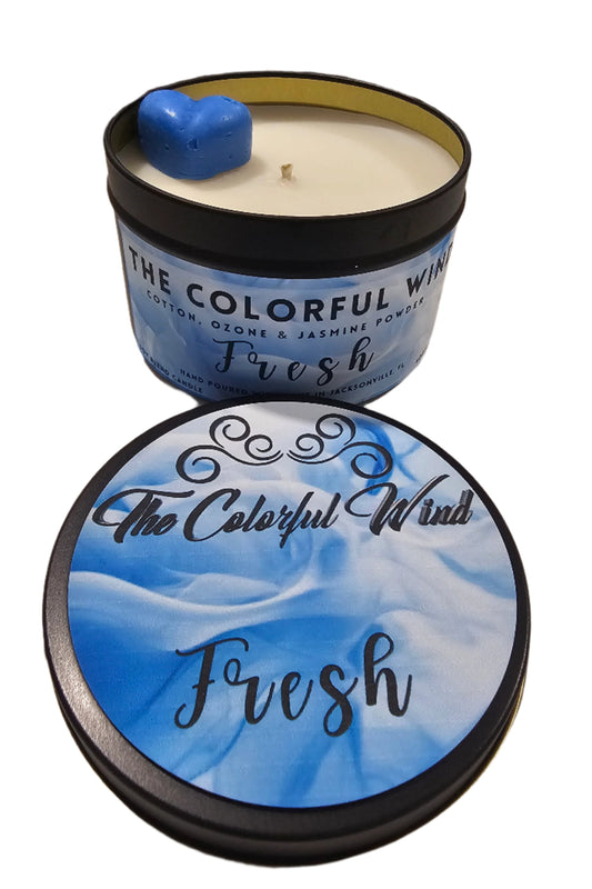 Fresh Medium Candle with blue and white label