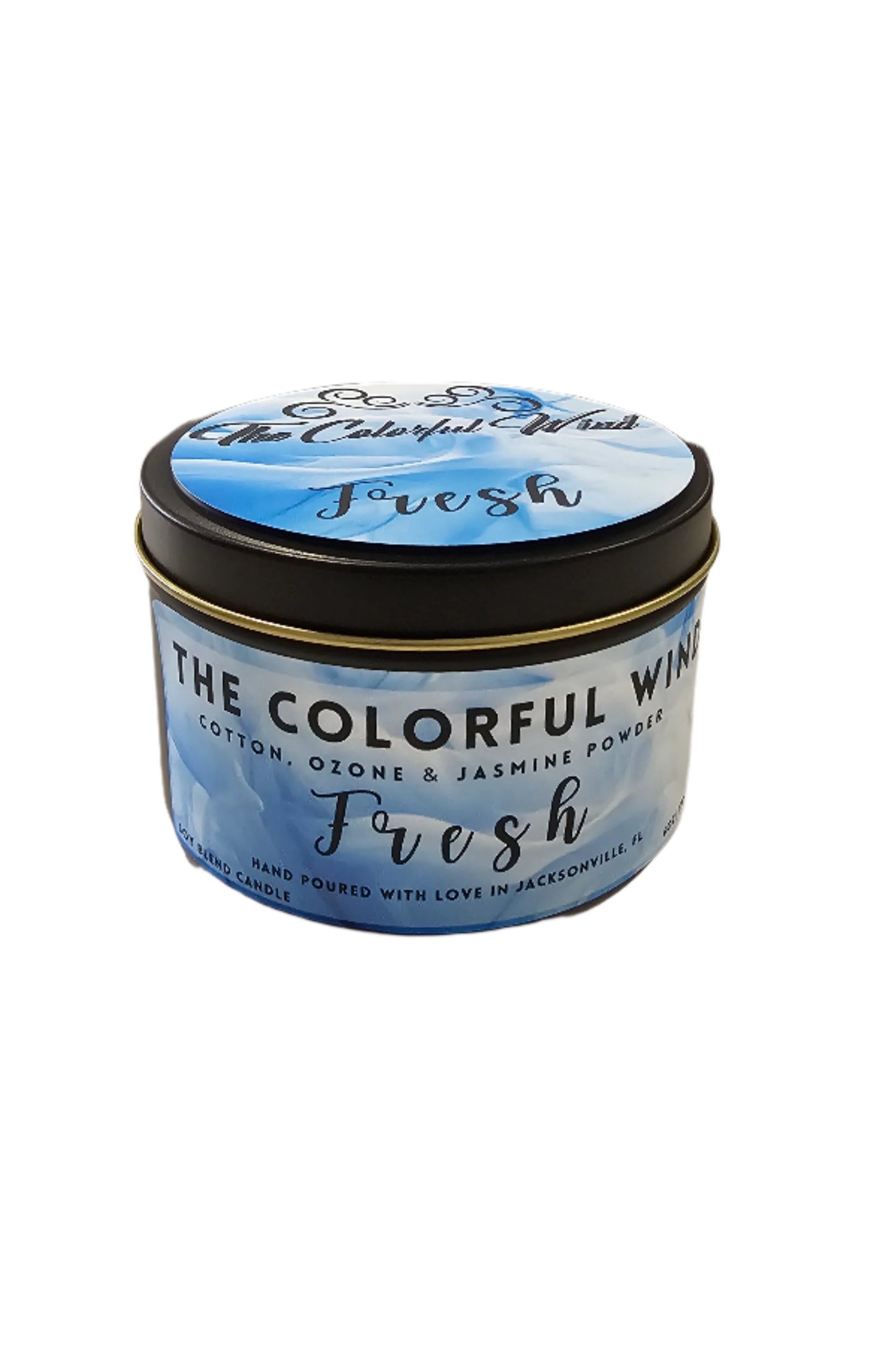 Fresh Medium Candle with blue and white label